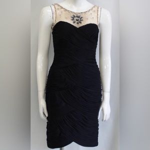 Adrianna Papell Sleeveless Dress Blue & Gold Size: Usa:4